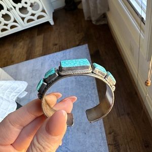 Albert Jake Sterling Silver and Turquoise Bracelet Cuff - Hand Made High Quality